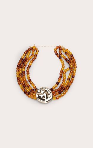 Amber Collier Ras-de-cou À Médaillon Doré Avec Perles Multicouches - PrettyLittleThing - Modalova