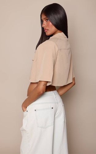Stone Chemise Courte Oversize Avec Détail De Poche Tissée | Taille 42 - PrettyLittleThing - Modalova
