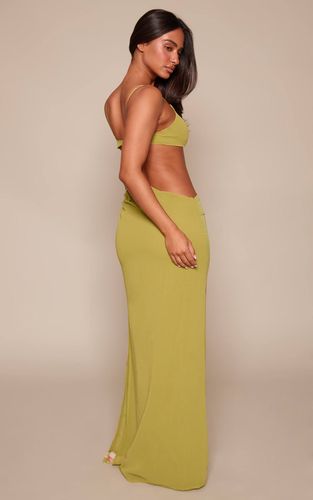 Green Robe Maxi Fluide En Mousseline Imprimée Froncée Avec Liens Latéraux Petite | Taille 32 - PrettyLittleThing - Modalova