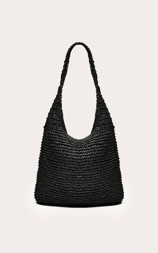 Black Sac De Plage En Raphia Porté Épaule - PrettyLittleThing - Modalova