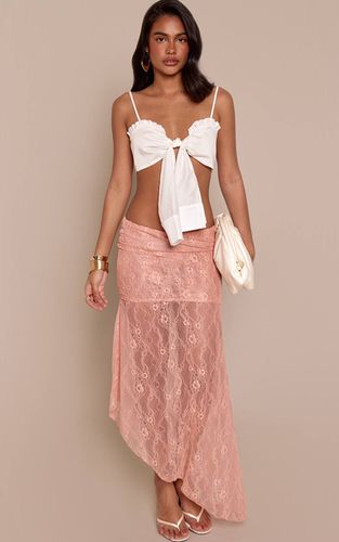 Peach Jupe Longue Fendue Taille Basse En Dentelle | Taille 42 - PrettyLittleThing - Modalova