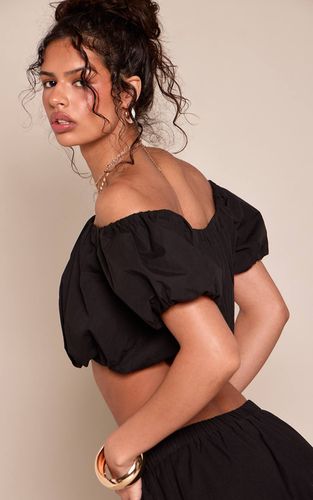 Black Haut Bouffant En Coton À Manches Ballon | Taille 42 - PrettyLittleThing - Modalova