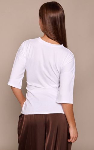 White T-shirt Oversize En Coton Avec Détail Ceinturé À La Taille | Taille 32 - PrettyLittleThing - Modalova