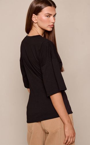 Black T-shirt Oversize Avec Détail Taille Froncée En Coton | Taille 32 - PrettyLittleThing - Modalova