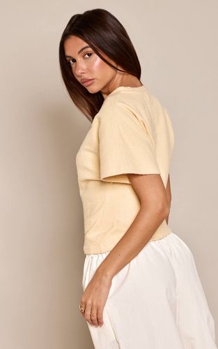 Lemon T-shirt Côtelé Épais À Taille Froncée | Taille 42 - PrettyLittleThing - Modalova