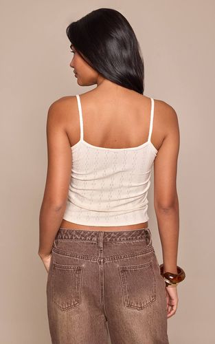 Cream Débardeur Long À Bretelles En Maille Ajourée | Taille 36 - PrettyLittleThing - Modalova