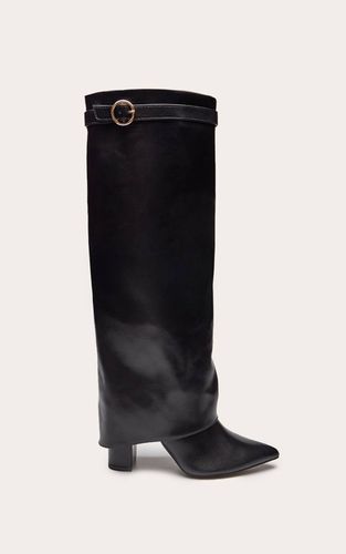 Black Botte À Talon Bloc En Synthétiquecuir Avec Revers Et Boucle | Taille 36 - PrettyLittleThing - Modalova