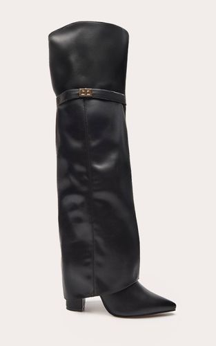 Black Bottes Cuissardes À Talon Bloc En Synthétique | Taille 36 - PrettyLittleThing - Modalova