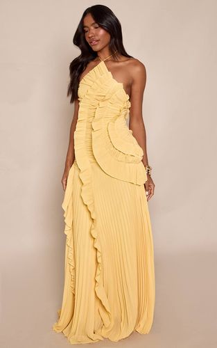 Lemon Robe Longue À Col Licou Avec Volant Plissé | Taille 42 - PrettyLittleThing - Modalova