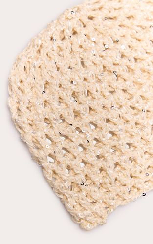 Cream Bonnet Tricoté À Sequins - PrettyLittleThing - Modalova