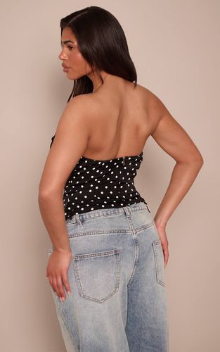 Black Corset À Pois Blancs Et Finition En Dentelle | Taille 36 - PrettyLittleThing - Modalova