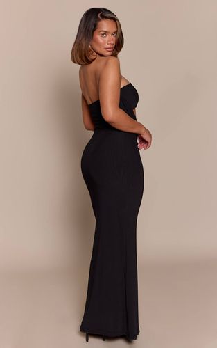 Black Robe Maxi Moulante Bandeau Avec Détail Découpé À La Taille | Taille 34 - PrettyLittleThing - Modalova