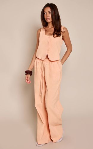 Peach Pantalon Large Coordonné À Cordon De Serrage Effet Lin Tailleur | Taille 32 - PrettyLittleThing - Modalova