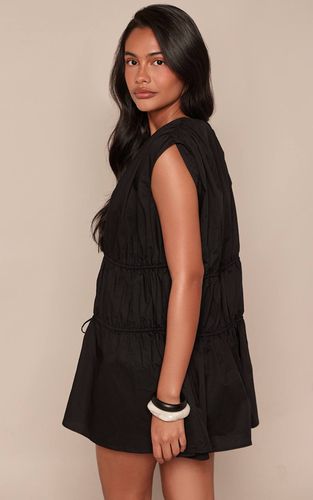 Black Robe Droite En Popeline De Coton Avec Nœud Devant | Taille 42 - PrettyLittleThing - Modalova