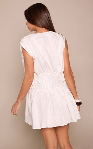 White Robe Droite En Popeline De Coton Avec Nœud Devant | Taille 32 - PrettyLittleThing - Modalova