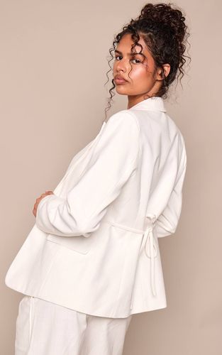 White Blazer Tailleur Effet Lin Ensemble Coordonné | Taille 42 - PrettyLittleThing - Modalova