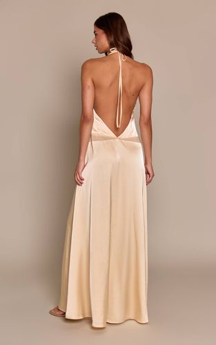 Lemon Robe Longue Satinée À Encolure Américaine Contrastée | Taille 42 - PrettyLittleThing - Modalova