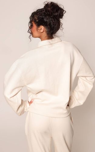 Cream Veste Sweat Zippée À Col | Taille XS - PrettyLittleThing - Modalova