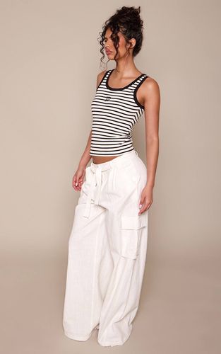White Pantalon Cargo En Lin | Taille 36 - PrettyLittleThing - Modalova