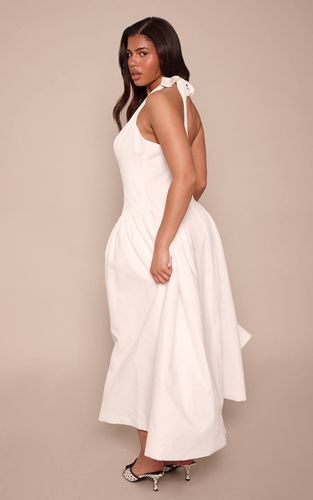 White Robe Mi-longue Ajustée À Encolure Plongeante En V Et Dos Nu | Taille 38 - PrettyLittleThing - Modalova