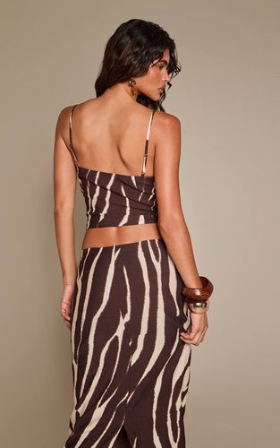 Brown Haut Caraco Col V À Imprimé Abstrait Ensemble Coordonné | Taille 32 - PrettyLittleThing - Modalova