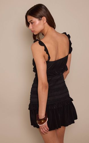 Black Robe Courte Droite À Bretelles Avec Détail Taille Contrastée | Taille 42 - PrettyLittleThing - Modalova