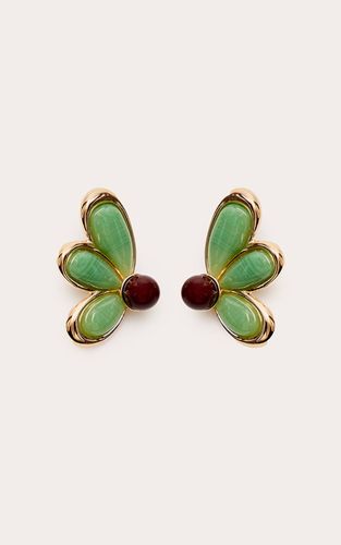 Multi Boucles D'oreilles Florales Pierre Dorée Et Perle - PrettyLittleThing - Modalova