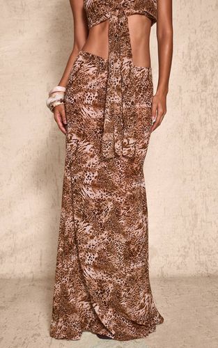 Brown Ensemble Coordonné Jupe Longue En Mousseline Imprimé Léopard | Taille 42 - PrettyLittleThing - Modalova