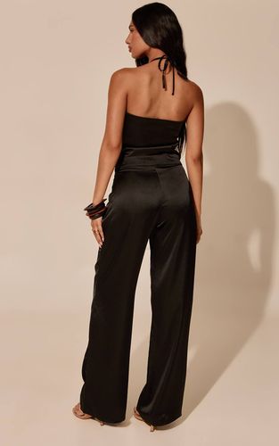 Black Pantalon Large En Satin Ensemble Coordonné | Taille 32 - PrettyLittleThing - Modalova