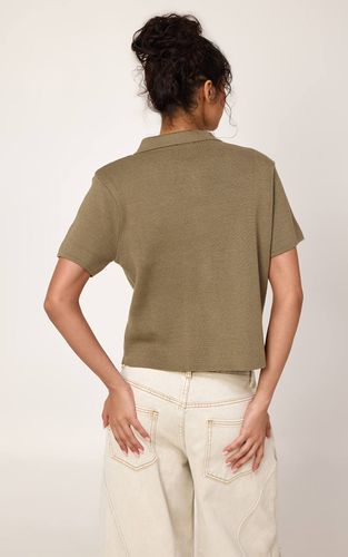 Khaki Haut Polo En Maille Compacte Avec Boutons-pression Bombés | Taille XS - PrettyLittleThing - Modalova