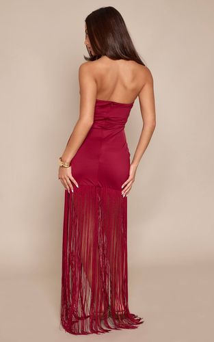 Deep Red Robe Maxi Bandeau À Franges Toucher Doux | Taille 42 - PrettyLittleThing - Modalova