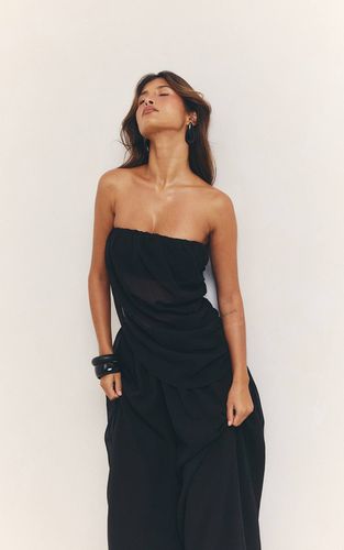 Black Top Bandeau Asymétrique En Mousseline Ensemble Coordonné | Taille 40 - PrettyLittleThing - Modalova
