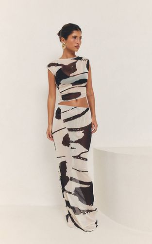Monochrome Jupe Maxi Taille Basse En Mesh Imprimé Coordonné / | Taille 42 - PrettyLittleThing - Modalova