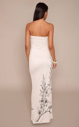 Cream Robe Maxi Bandeau À Imprimé Fleuri | Taille 42 - PrettyLittleThing - Modalova