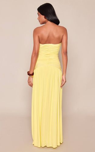 Lemon Robe Longue Maxi Plongeante À Drapés Bandeau Double Couche En Jersey Fluide | Taille 42 - PrettyLittleThing - Modalova