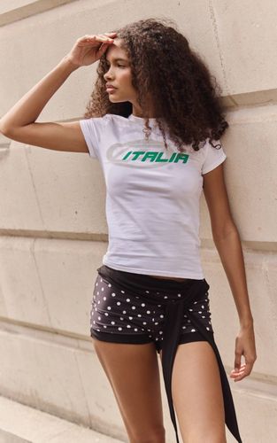 Black Short Ultra-court Drapé Contrasté À Pois | Taille 42 - PrettyLittleThing - Modalova