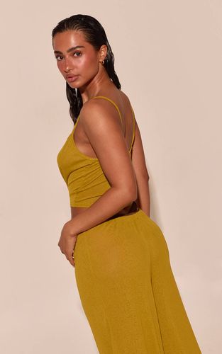 Olive Débardeur Court En Maille Dévorée À Bretelles | Taille 42 - PrettyLittleThing - Modalova