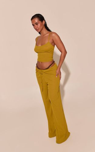 Olive Pantalon Large Slouchy En Mesh Effet Dévoré | Taille 42 - PrettyLittleThing - Modalova