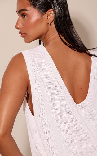 White Débardeur De Plage En Maille À Encolure Dégagée | Taille XS - PrettyLittleThing - Modalova