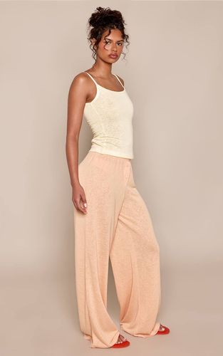 Peach Pantalon Large En Jersey Slub Avec Détail Boutonné | Taille 42 - PrettyLittleThing - Modalova