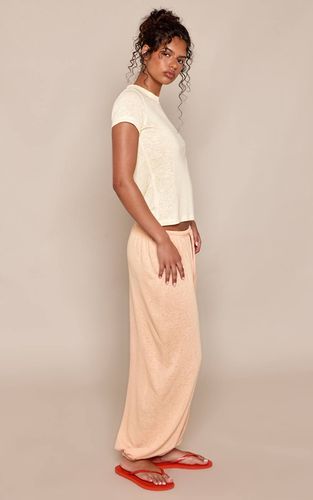 Peach Pantalon À Bas Resserré En Jersey Slub | Taille 42 - PrettyLittleThing - Modalova