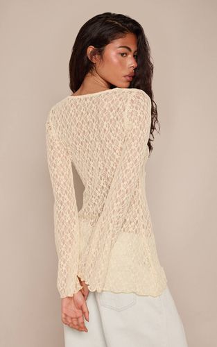 Lemon Haut Longue Coupe À Manches Longues En Dentelle Texturée | Taille 42 - PrettyLittleThing - Modalova