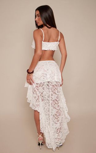 White Ensemble Jupe En Dentelle À Ourlet Asymétrique Haut-bas | Taille 42 - PrettyLittleThing - Modalova