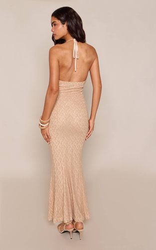 Stone Robe Longue Plongeante À Col Licou En Dentelle Texturée | Taille 42 - PrettyLittleThing - Modalova