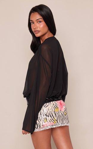 Black Chemisier En Mousseline Ample Avec Détails De Sequins | Taille 40 - PrettyLittleThing - Modalova