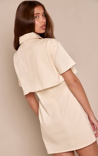 Cream Robe Chemise Courte À Détail Superposé | Taille 32 - PrettyLittleThing - Modalova