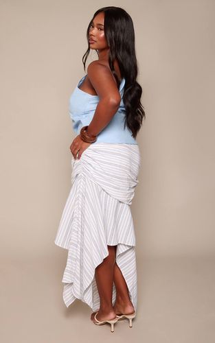 White Jupe Midi Grande Taille À Ourlet Asymétrique Mouchoir Et Rayures | Taille 46 - PrettyLittleThing - Modalova