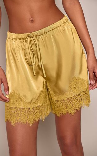 Short En Satin À Cordon Avec Finition Dentelle | Taille 32 - PrettyLittleThing - Modalova