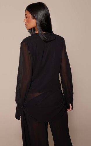 Black Haut Coordonné Tall En Mousseline À Encolure Drapée Et Manches Ajustées | Taille 42 - PrettyLittleThing - Modalova