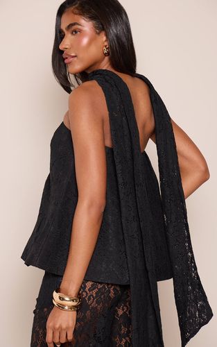 Black Haut Bandeau Bustier En Dentelle Structurée Avec Décolleté Cœur Ensemble Coordonné | Taille 42 - PrettyLittleThing - Modalova